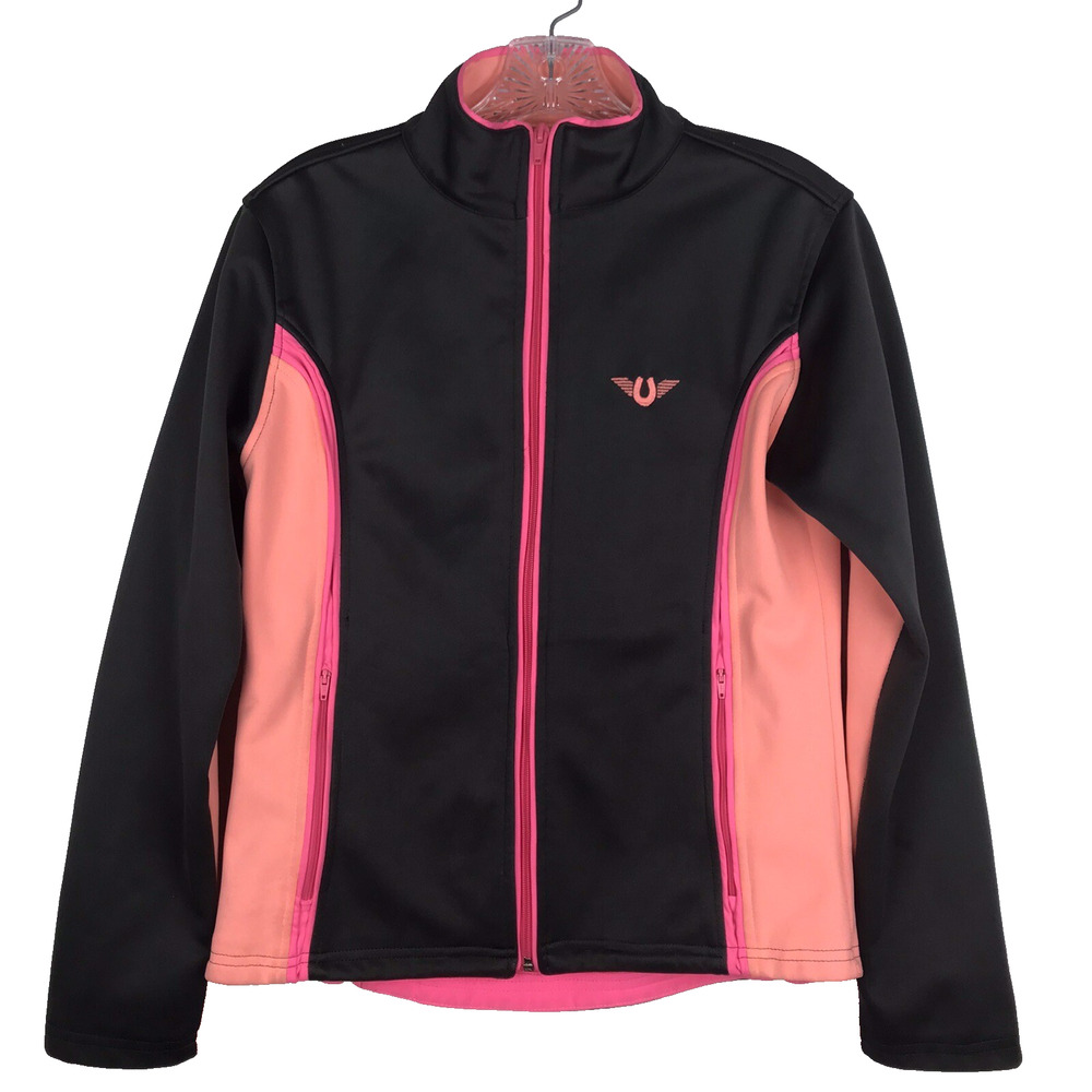 TuffRider Neon Tammy Jacket Equestrian Practice Dark Gray Peach Womens Medium